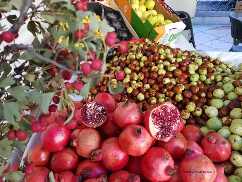 Seasonal Fruit in Spain Jujubes Berries Pomegranate