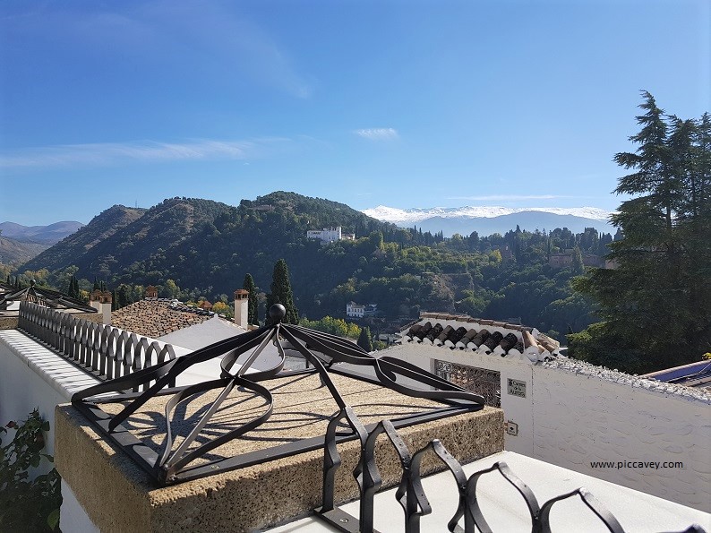 Views from Granada Mosque to Alhambra Palace