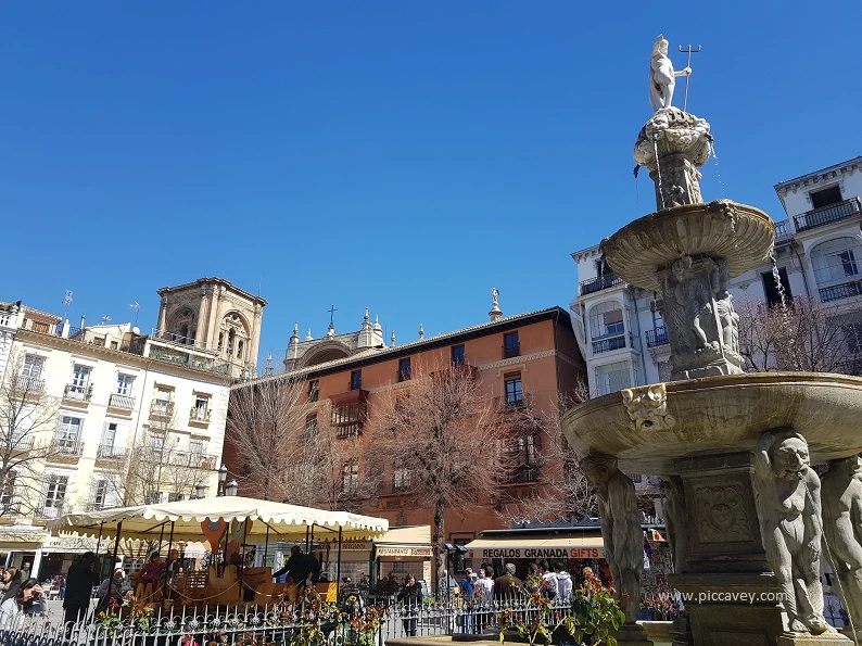 Bib rambla Square in Granada Andalusia