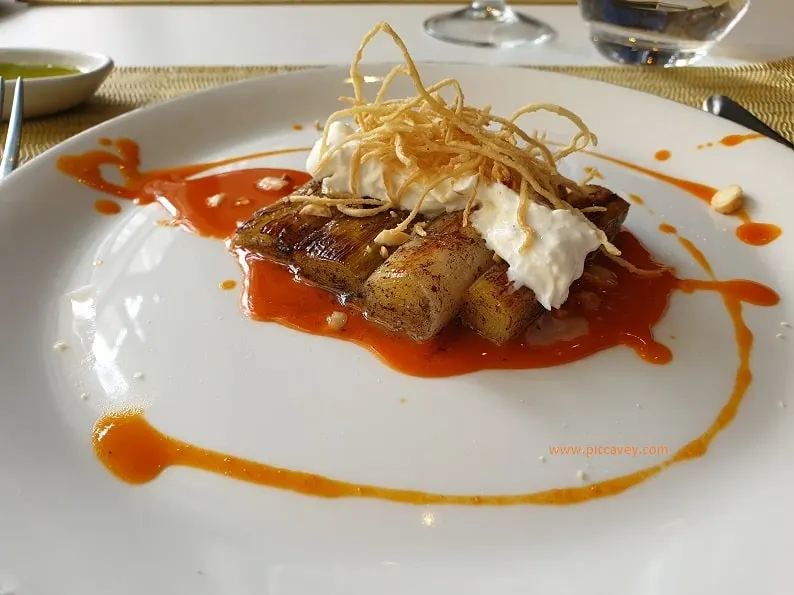 Leeks served with sobresada at Palacio Patos Granada