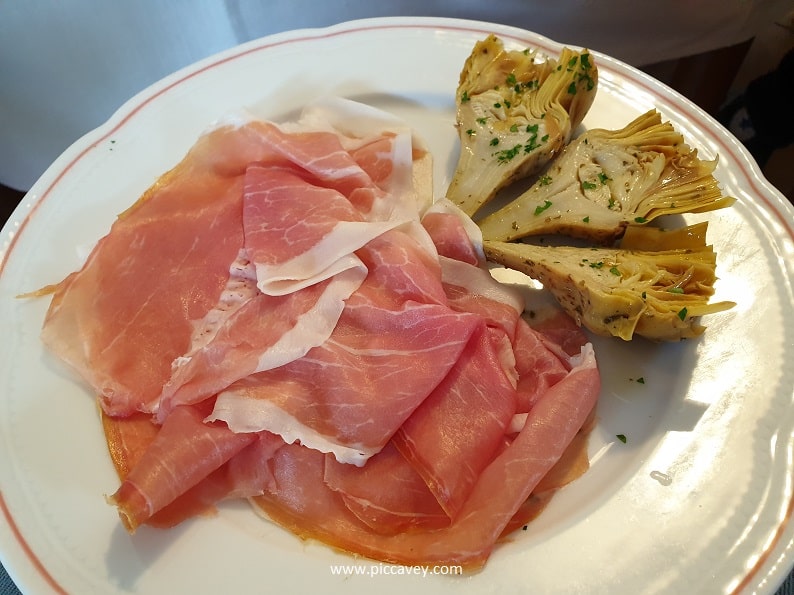 Italian Prosciutto and artichokes in Lombardia