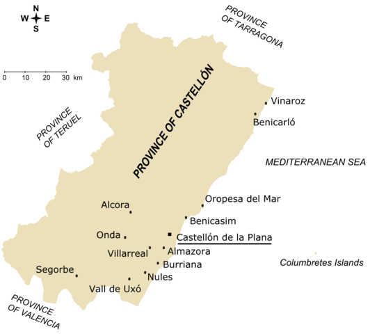 Map of Castellon Province